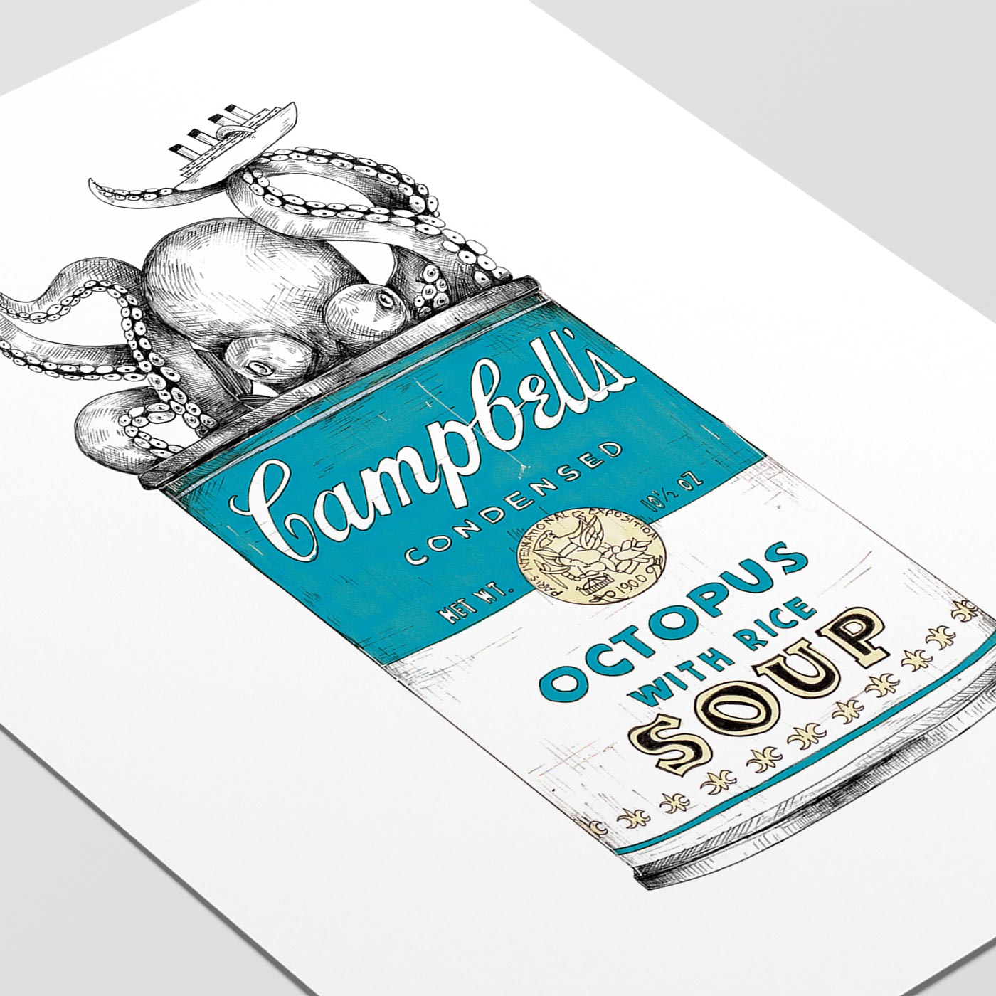Octopus blue stampa Fine Art