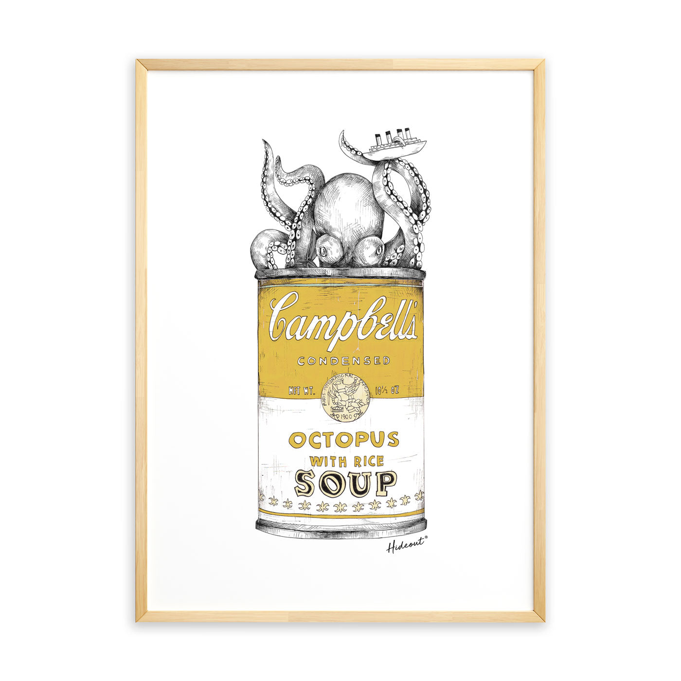 Octopus yellow stampa Fine Art