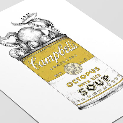 Octopus yellow stampa Fine Art