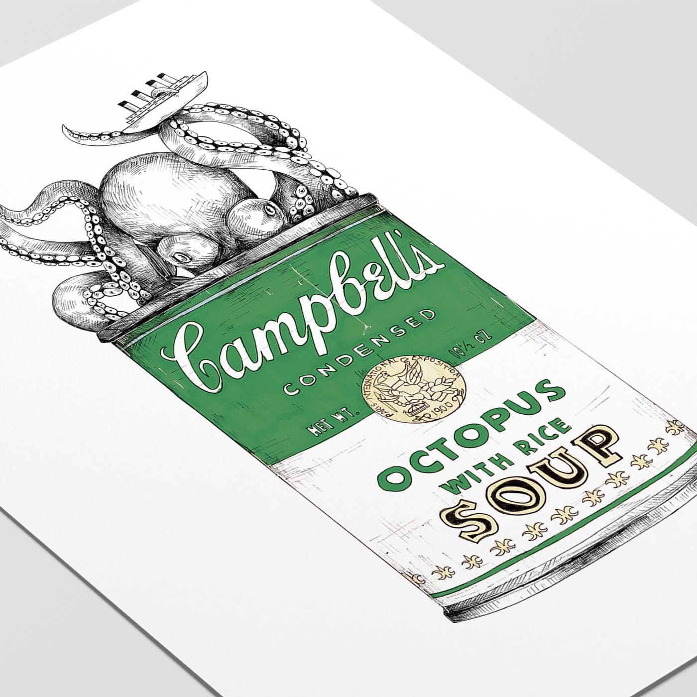 Octopus green stampa Fine Art