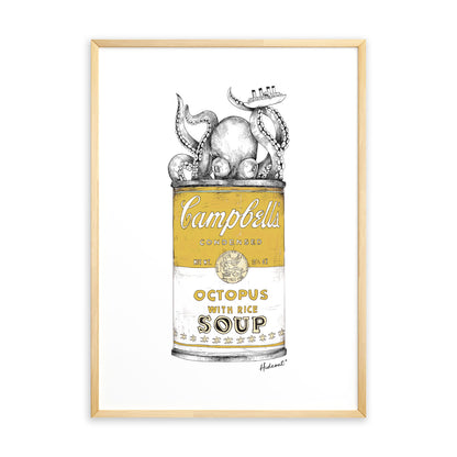 Octopus yellow stampa Fine Art